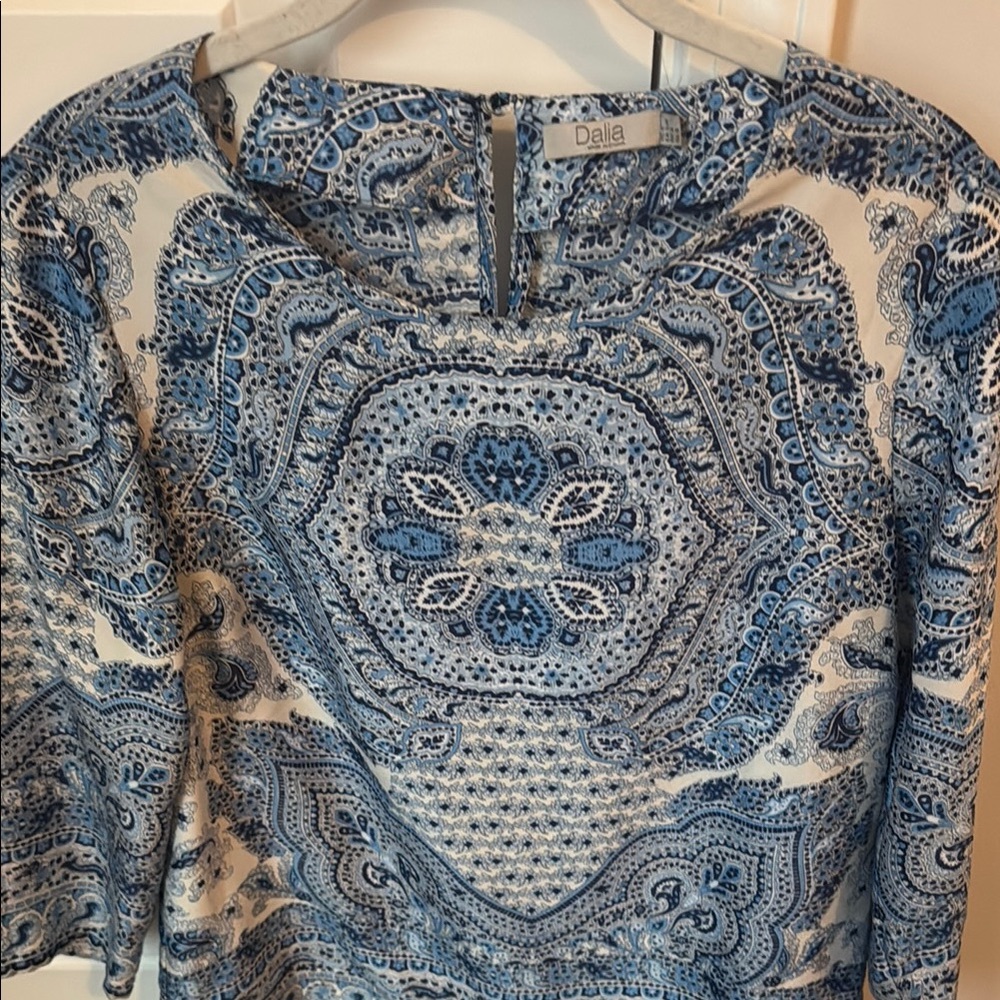 Blue Patterned Women's Top - Picture 3 of 4